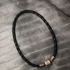 Genuine Black braided pandora bracelet.